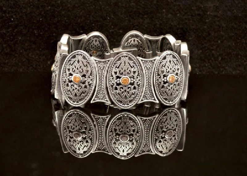 Beaded Friendship Bracelets-Byzantine Bracelet in Sterling Silver with zircon (B-10)