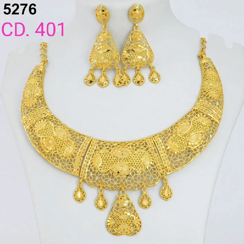 Simple Beaded Necklaces-MR Jewellery Forming Gold Plated Necklace Set