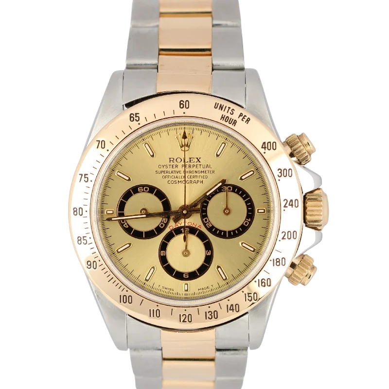 Customizable Watch Bands-Rolex Zenith Daytona Champagne Two-Tone 18k Gold Stainless Steel 40mm 16523