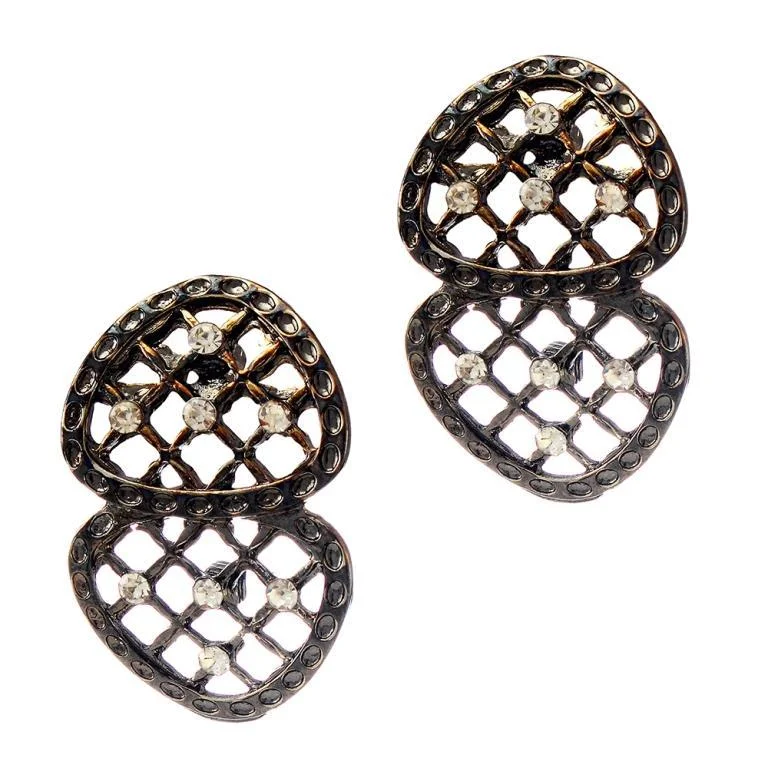 Designer Drop Earrings-The99Jewel White Stone Rhodium Plated Alloy Studs Earrings