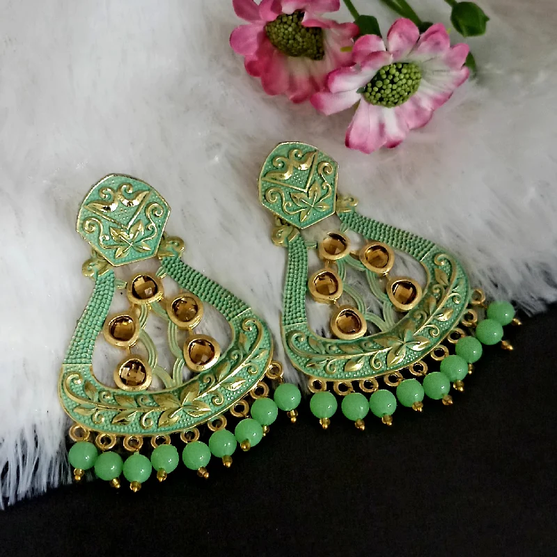 Elegant Crystal Earrings-Amina Creation Gold Plated Meenakari Dangler Earrings Assorted Color