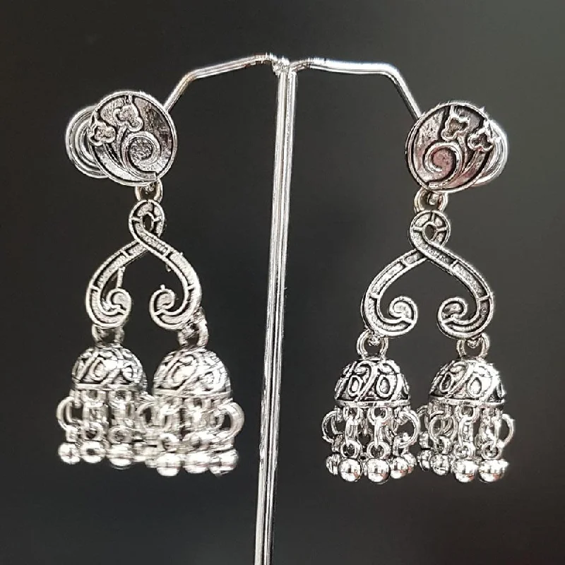 Chic Crystal Earrings-Shreeji Oxidised Plated Jhumki Earrings