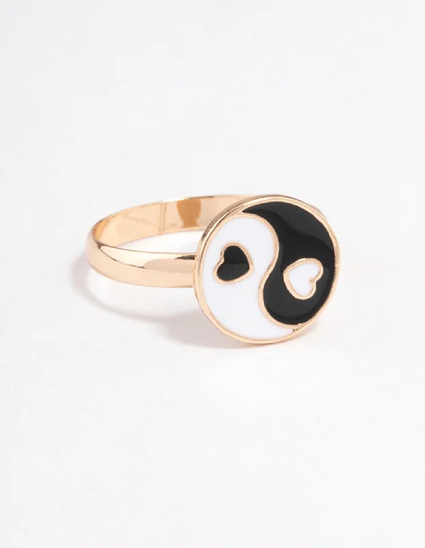 Matching Wedding Rings for Couples-Gold Yin & Yang Ring