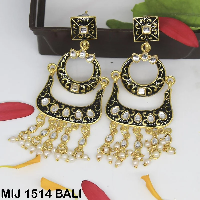 Trendy Dangle Earrings-Mahavir Gold Plated Designer Dangler Earrings - MIJ 1514 BALI