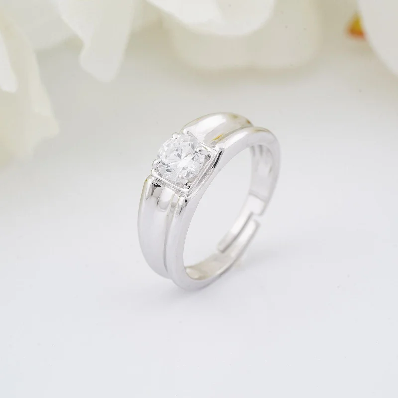 Vintage Wedding Rings-Silver Charming Band For Him