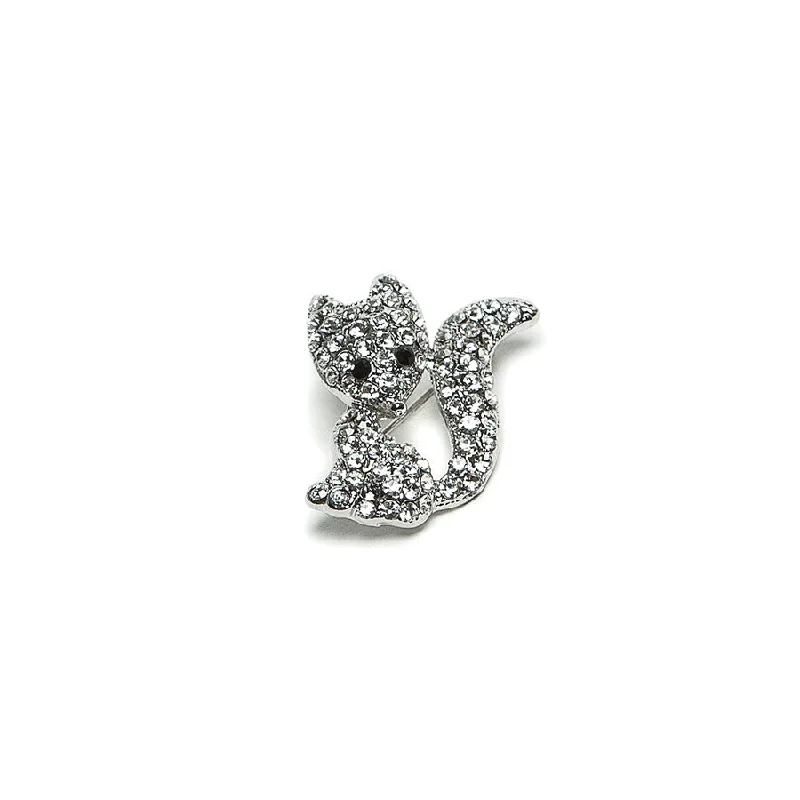 Fashionable Enamel Brooch-Sparkling Crystal Fox Brooch