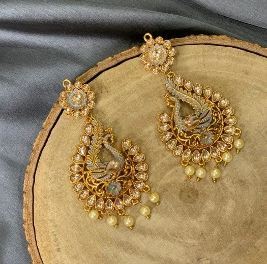 Gemstone Drop Earrings-Darshana Jewels Gold Plated Dangler Earrings