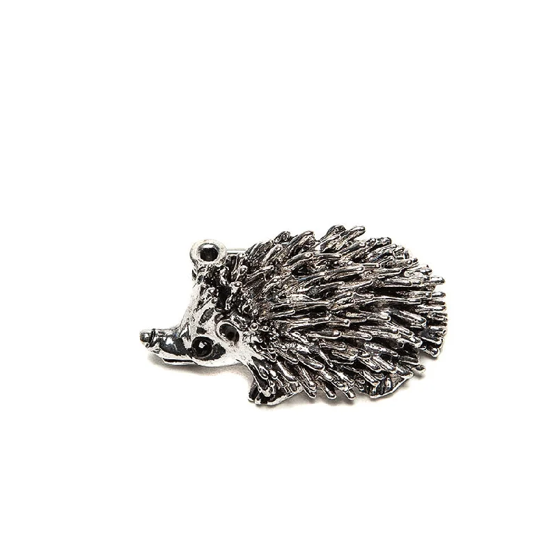 Custom Animal Brooch-Cute Silver Finish Hedgehog Brooch