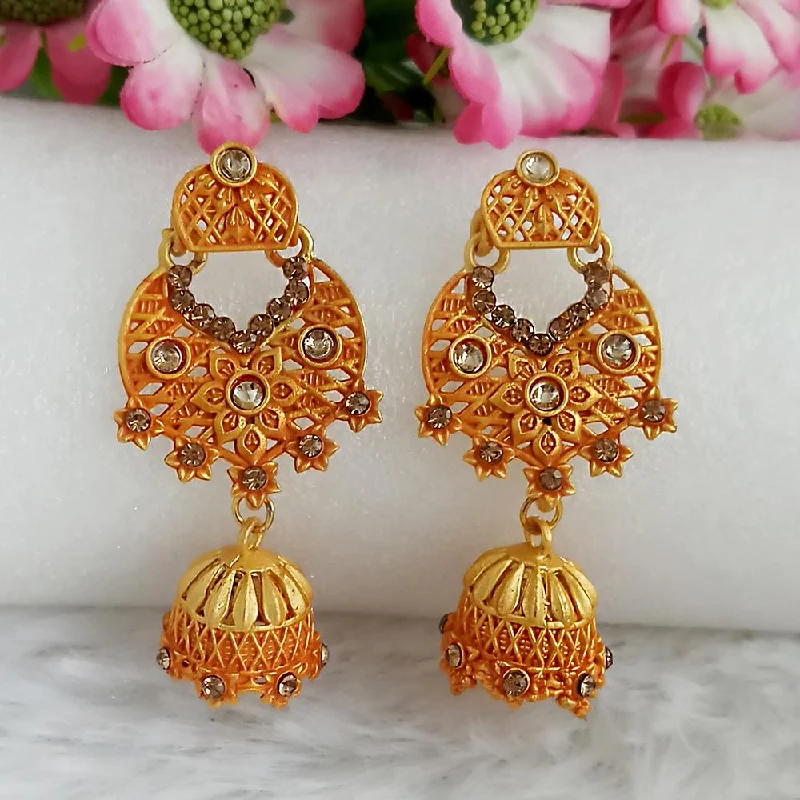 Fashionable Gold Earrings-Woma Gold Plated Orange Dangler Meenakari Earrings - 1318065F