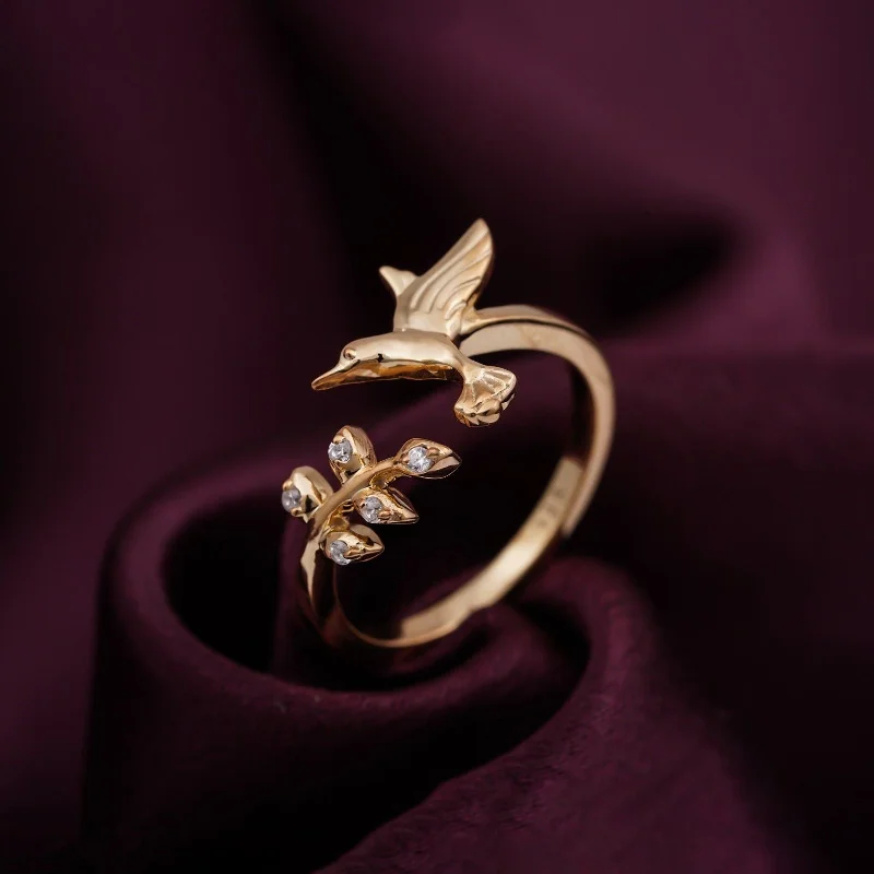 Classic Silver Rings-Golden Bird Ring For Women