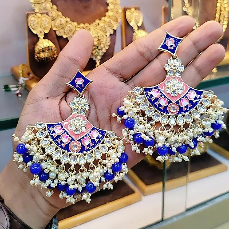 Custom Metal Earrings-Manisha Jewellery Gold Plated Meenakari Dangler Earrings