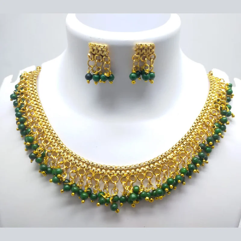 Luxury Silver Necklaces-Palak Art Gold Plated Beads Necklace Set