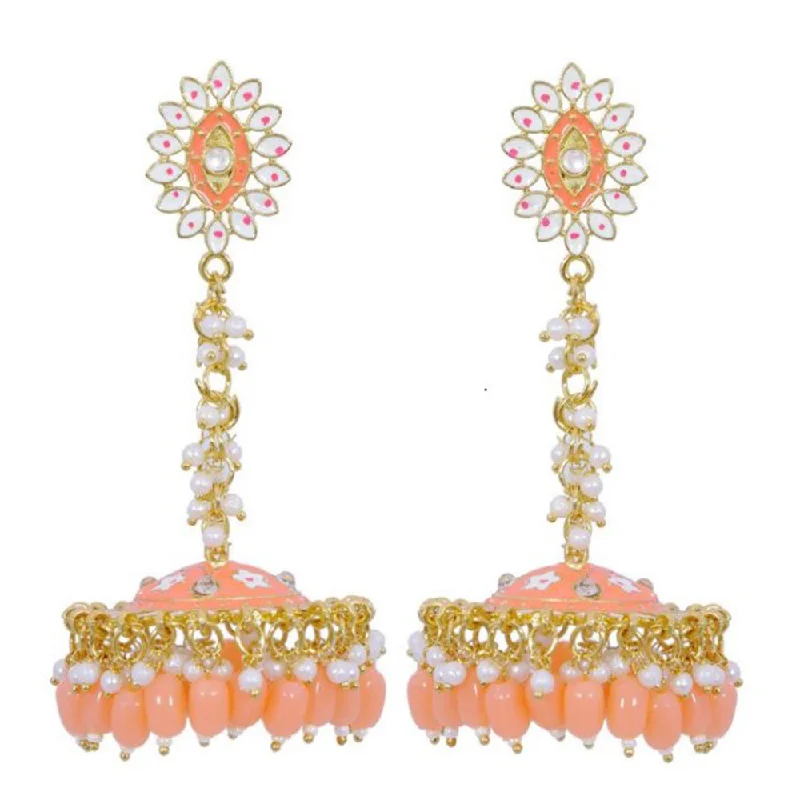 Premium Gold Earrings-House Of Ree Stylish Partywear Orange Meenakari Jhumki Earrings for Womens | Women | Girls ER117