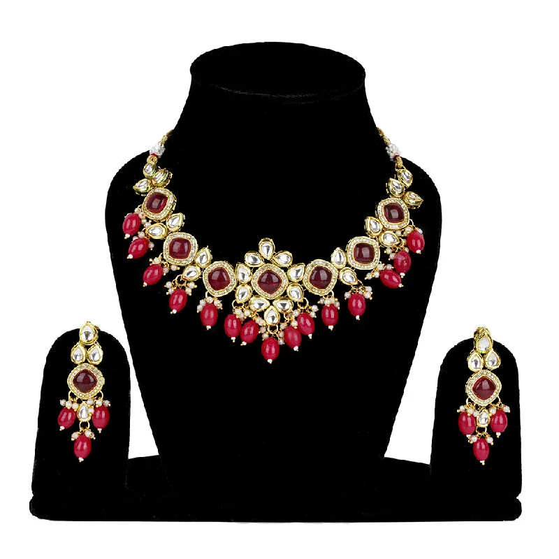 Unique Crystal Necklaces-Exotica Collection Ethnic Polki Kundan AD Necklace Set