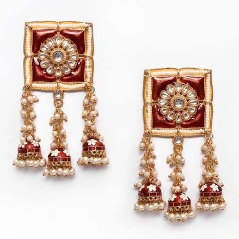 Handcrafted Earrings-House Of Ree New Stylish Meenakari Red Jhumki Earring for Womens | Women | Girls ER167