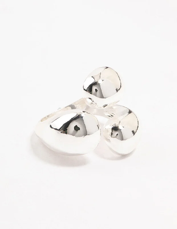 Vintage Art Deco Rings-Silver Plated Bubbly Wrapped Ring