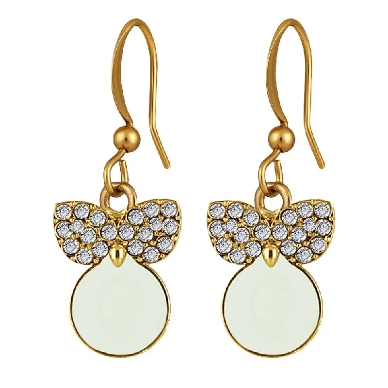 Artisanal Earrings for Sale-Mahi Gold Plated White Meenakari Work and Crystals Cute Earrings for Women (ER1109850GWhi)