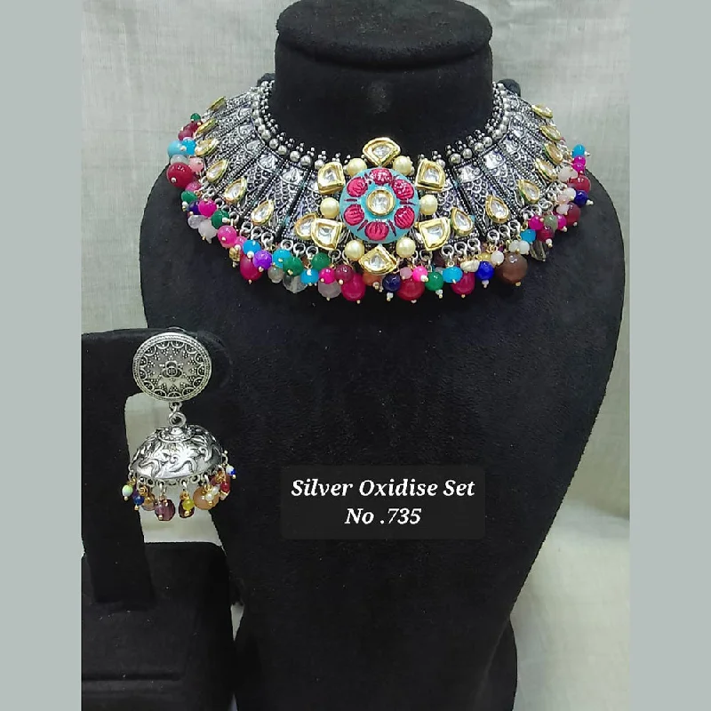 Romantic Rose Gold Necklaces-Jyoti Arts Oxidised Plated Necklace Set