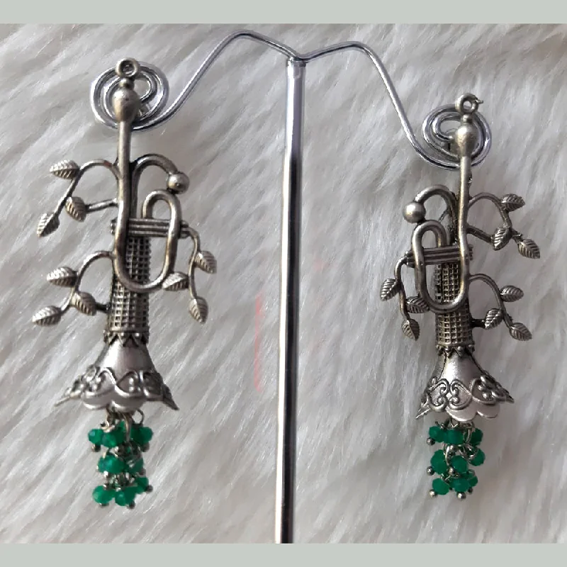 Handcrafted Pearl Earrings-Deep Enterprises Oxidised Plated Jhumki Earrings (Assorted Color)