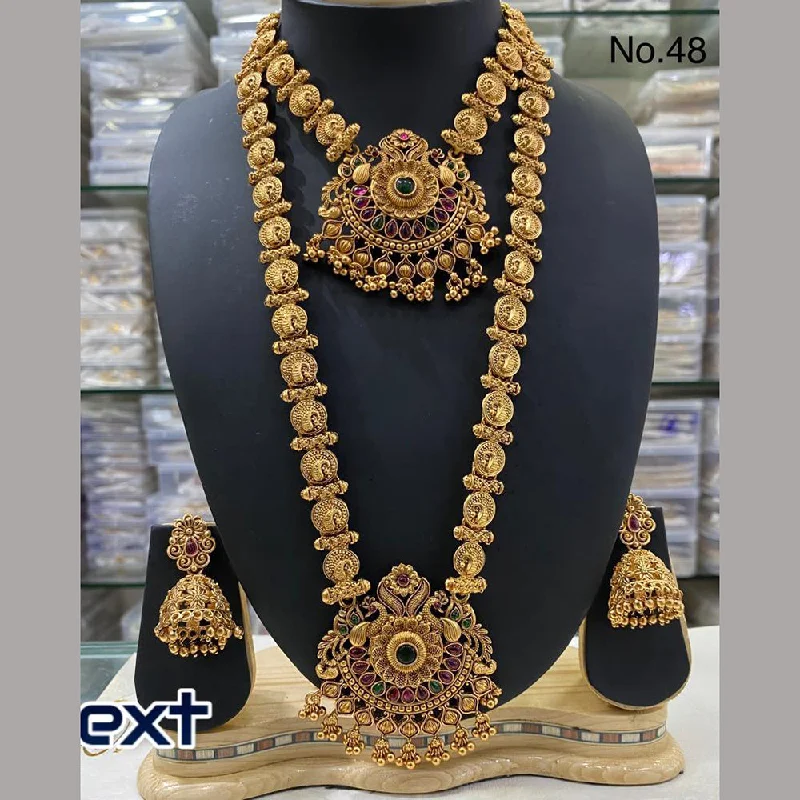 Simple Beaded Necklaces-Sai Fashion Gold Plated Double Necklace Set