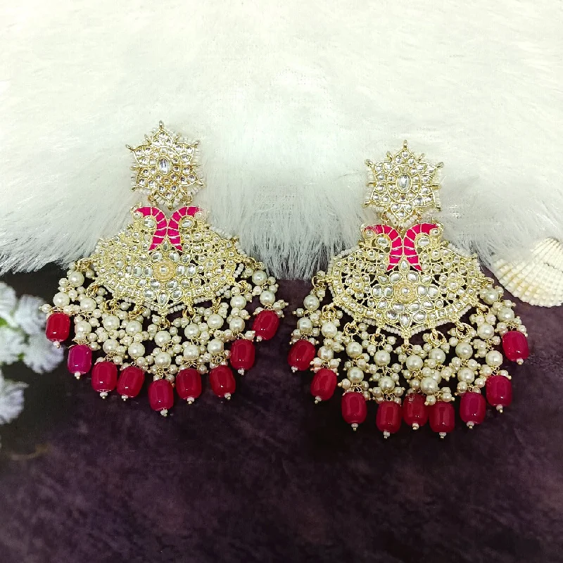 Funky Resin Earrings-Darshana Jewels Gold Plated Kundan Stone Dangler Earrings