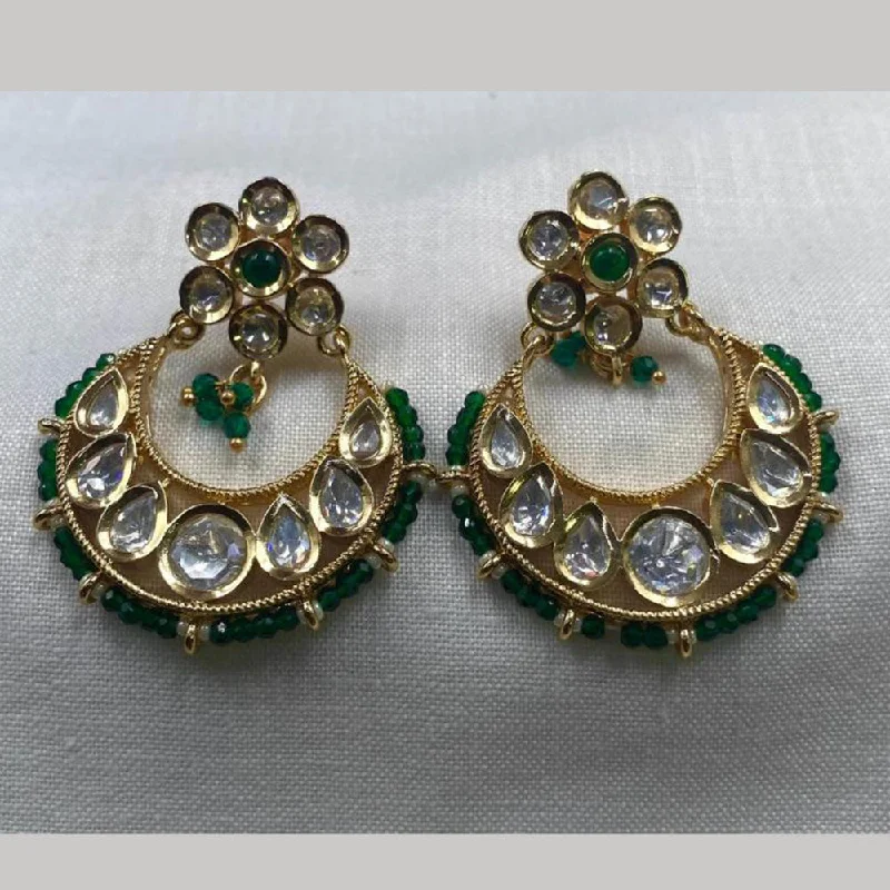 18k Gold Earrings-Royal Kundan Jewellery Gold Plated Crystal Stone Dangler Earrings