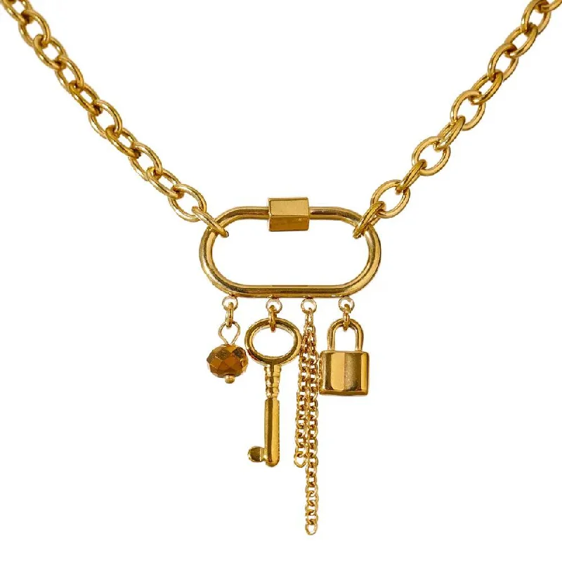 Gold Choker Necklaces-Lock and key necklace