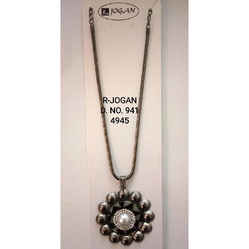 Luxury Necklaces with Diamonds-R Jogan Oxidised Plated Assorted Design Long Necklace