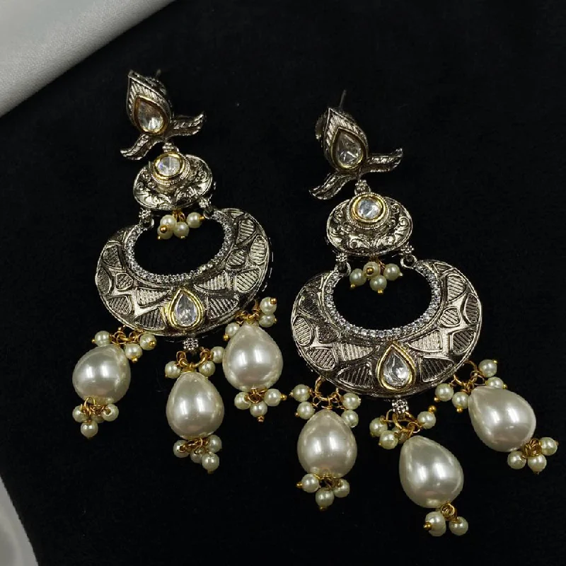 Classic Hoop Earrings-Royal Kundan Jewellery Polki Kundan And Pearls Dangler Earrings