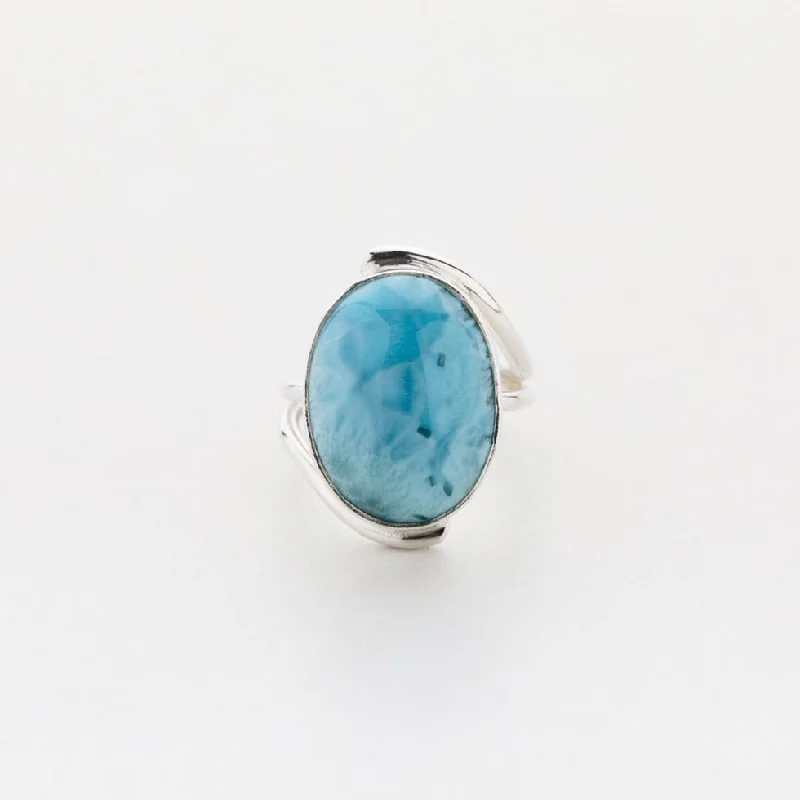 Custom Wedding Rings with Birthstones-Larimar Ring Ostua