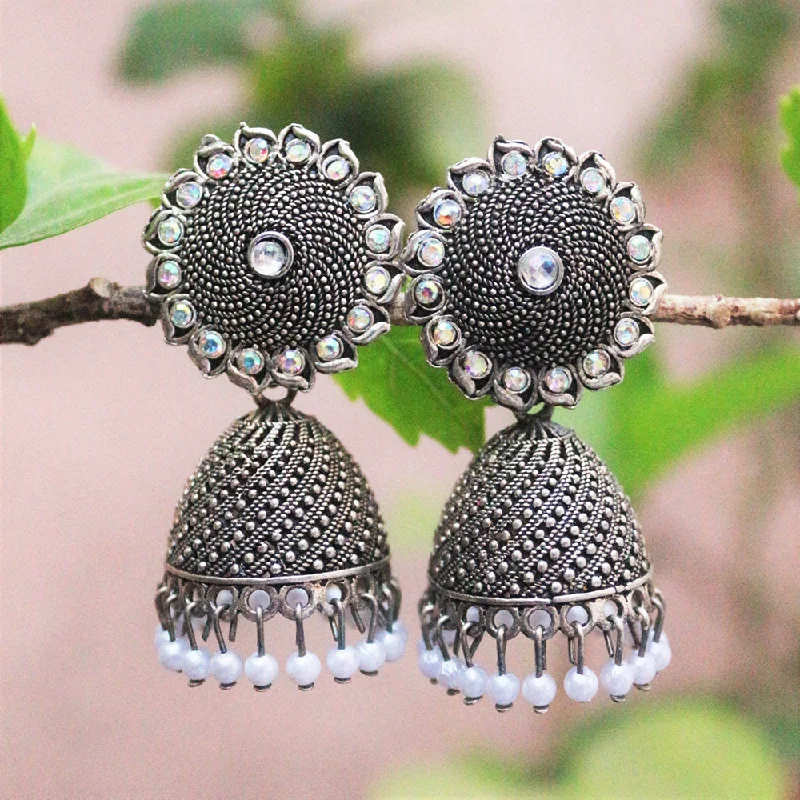 Artistic Drop Earrings-H K Fashion Oxidised Plated  Austrian Stone  Jhumki Earrings