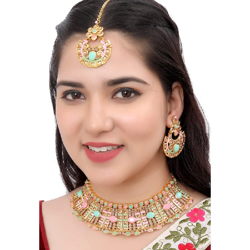 Multi-Layered Gold Necklaces-Neetu Art Gold Plated Necklace Set