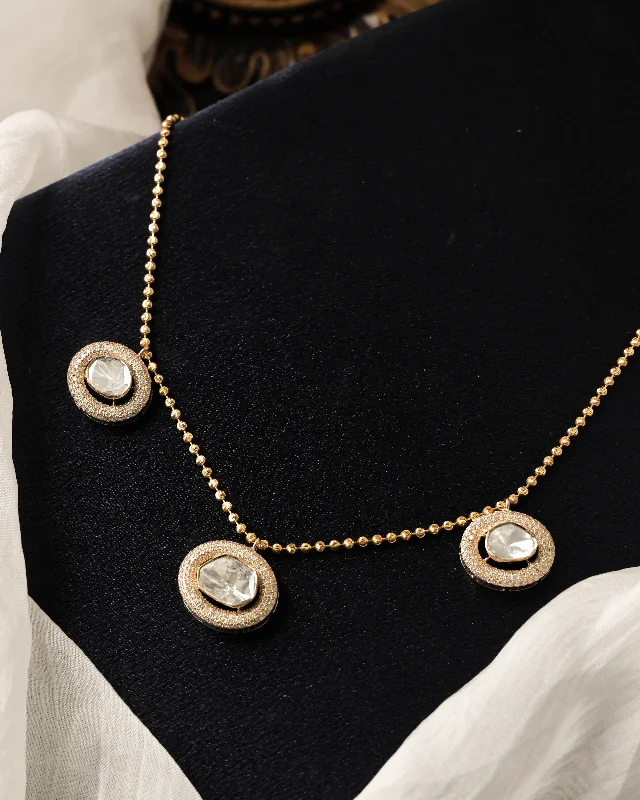 Elegant Layered Gold Necklaces-Aamna Polki And Diamond Necklace