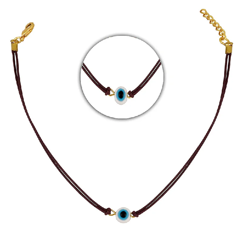 Affordable Necklaces for Women-Mahi Gold Plated Evil Eye Adjustable Rope Necklace for Women (PS1101862G)