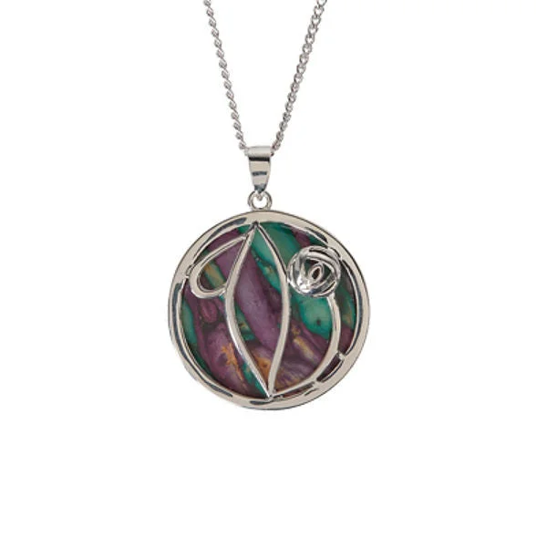 Designer Heart Necklaces-Heathergems Rennie Mackintosh Rose Pendant Necklace In Silver