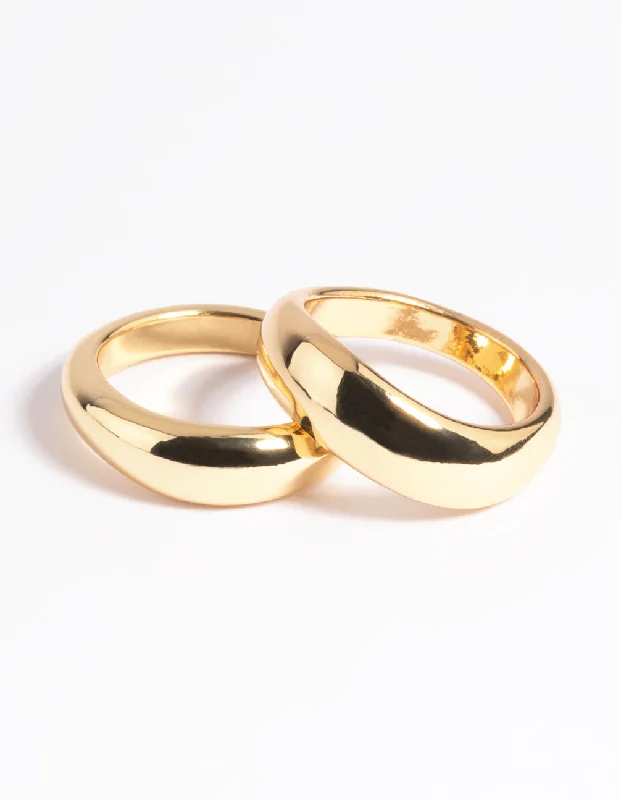 Silver Wedding Rings for Men-Gold Plated Ring Set