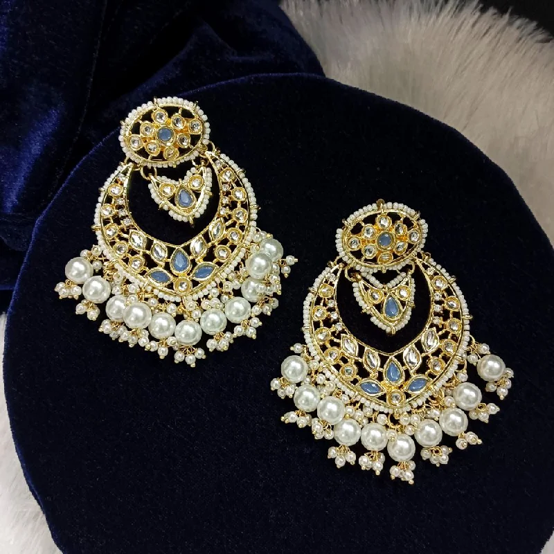 Minimalist Earrings for Work-Darshana Jewels Kundan Stone Gold Plated Dangler Earrings