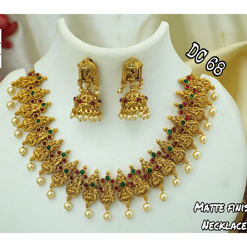 Simple Silver Necklaces-Diksha Collection Gold Plated Necklace Set