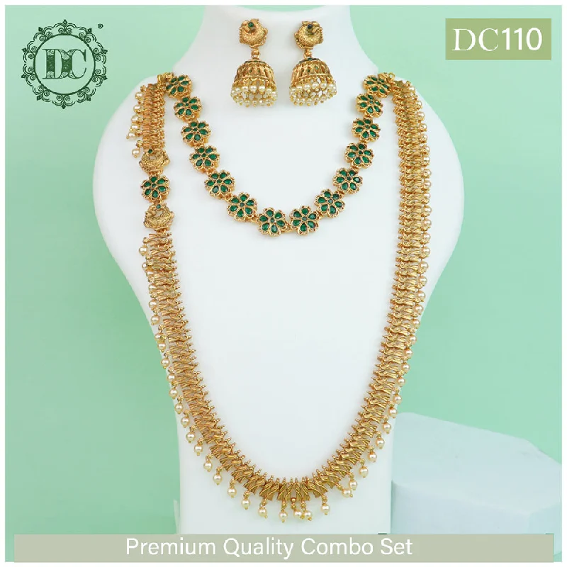 Simple Rose Gold Necklaces-Diksha Collection Gold Plated Double Necklace Set