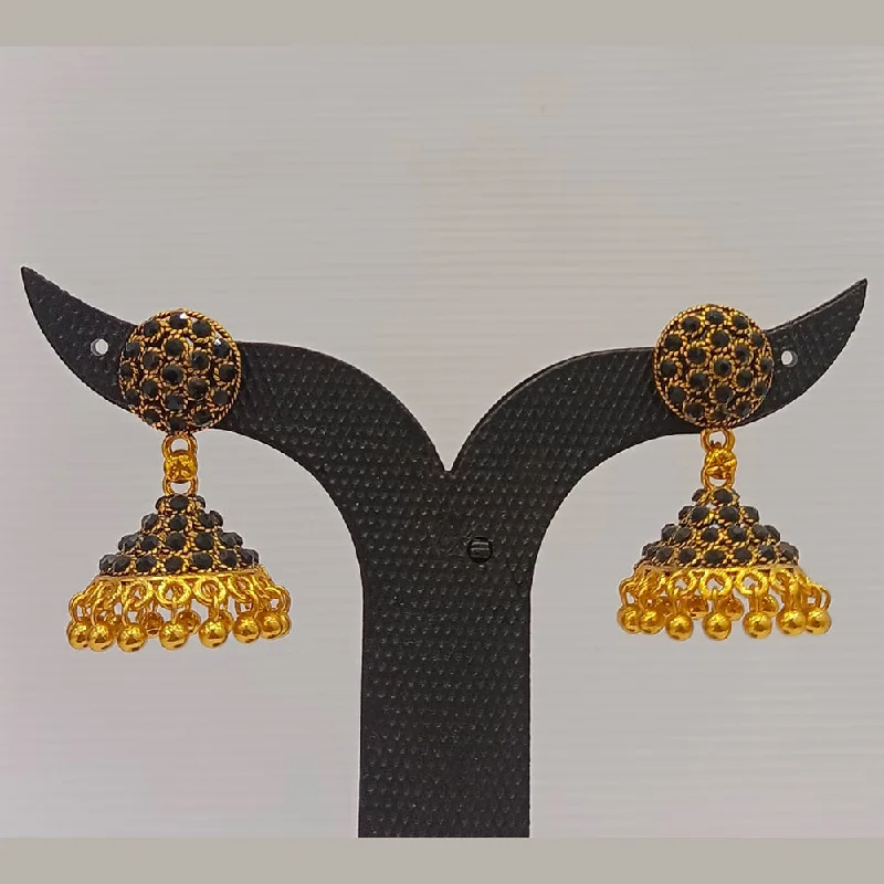 Gorgeous Long Earrings-Dariyalal Sales Gold Plated Pota Stone Jhumki Earrings