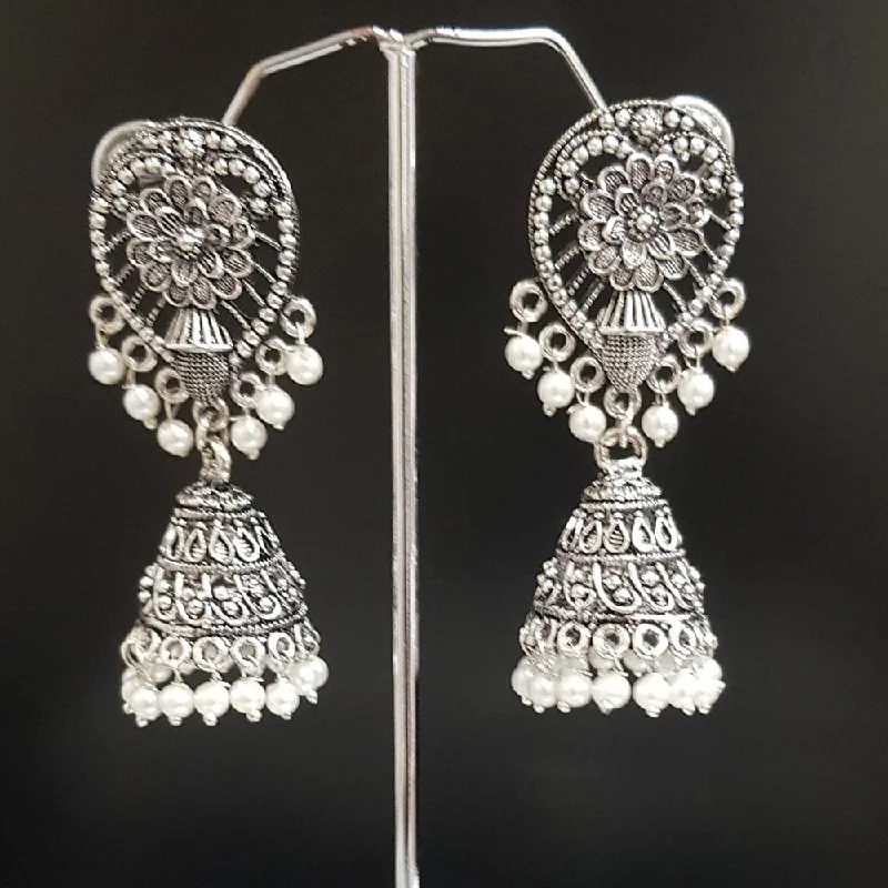 Art Deco Earrings-Shreeji Oxidised Plated Jhumki Earrings