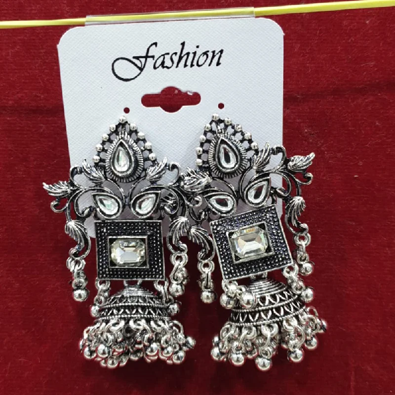 Handcrafted Earrings-Sofine Oxidised Plated Jhumki Earrings