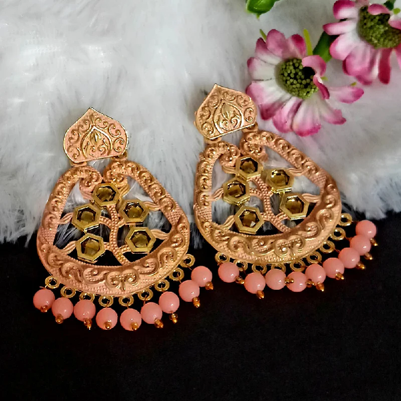 Beautiful Crystal Earrings-Woma Matte Yellow Meenakari Dangler Beads Drop Earrings