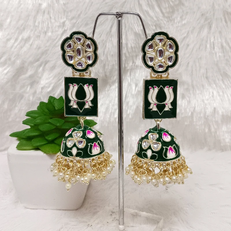 Silver Tassel Earrings-Darshana Jewels Gold Plated Meenakari Jhumkis Earrings