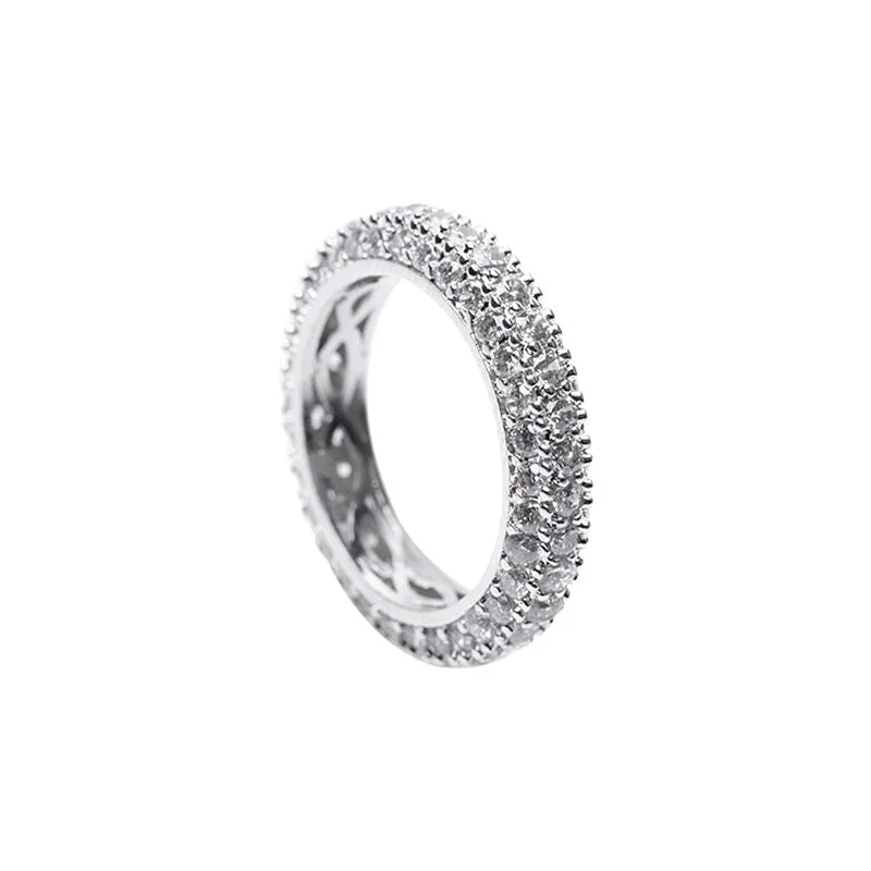 Promise Rings for Couples-Round Pave Domed Band