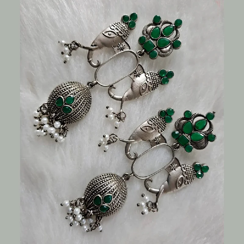 Funky Dangle Earrings-Deep Enterprises Oxidised Plated Jhumki Earrings (Assorted Color)