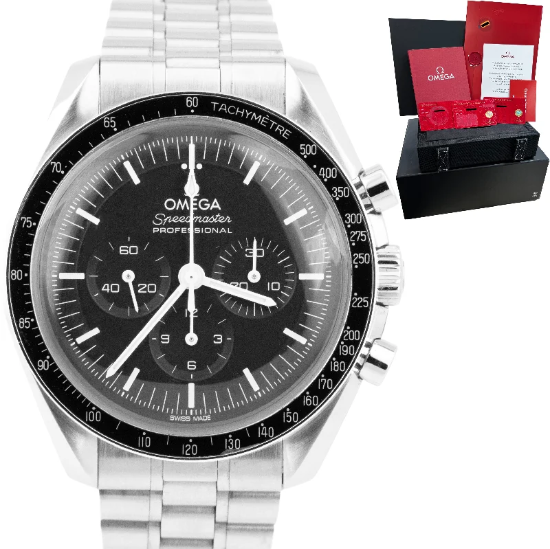 Waterproof Sports Watches-Omega Speedmaster Hesalite Stainless Steel 42mm Watch 310.30.42.50.01.001 CARD