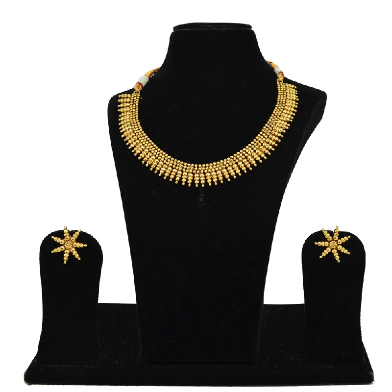 Dainty Pearl Necklaces-Saloni Fashion Jewellery Gold Plated Necklace Set