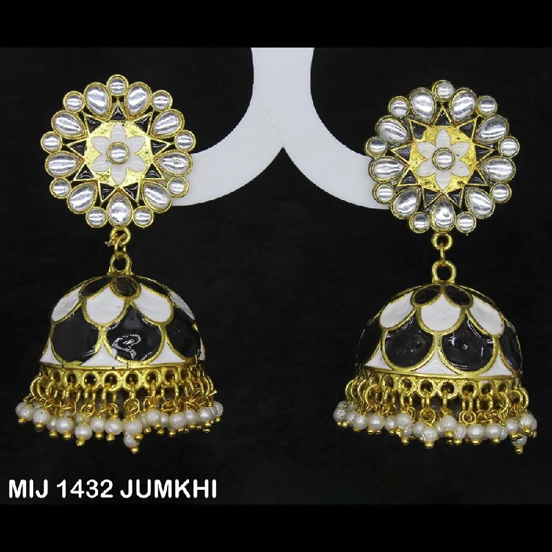 Minimalist Gold Earrings-Mahavir Gold Plated Designer Jhumki Earrings - MIJ 1432 JUMKHI