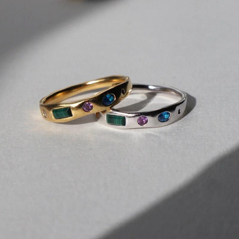 Birthstone Diamond Rings-'Sofia' Five Gemstone Ring